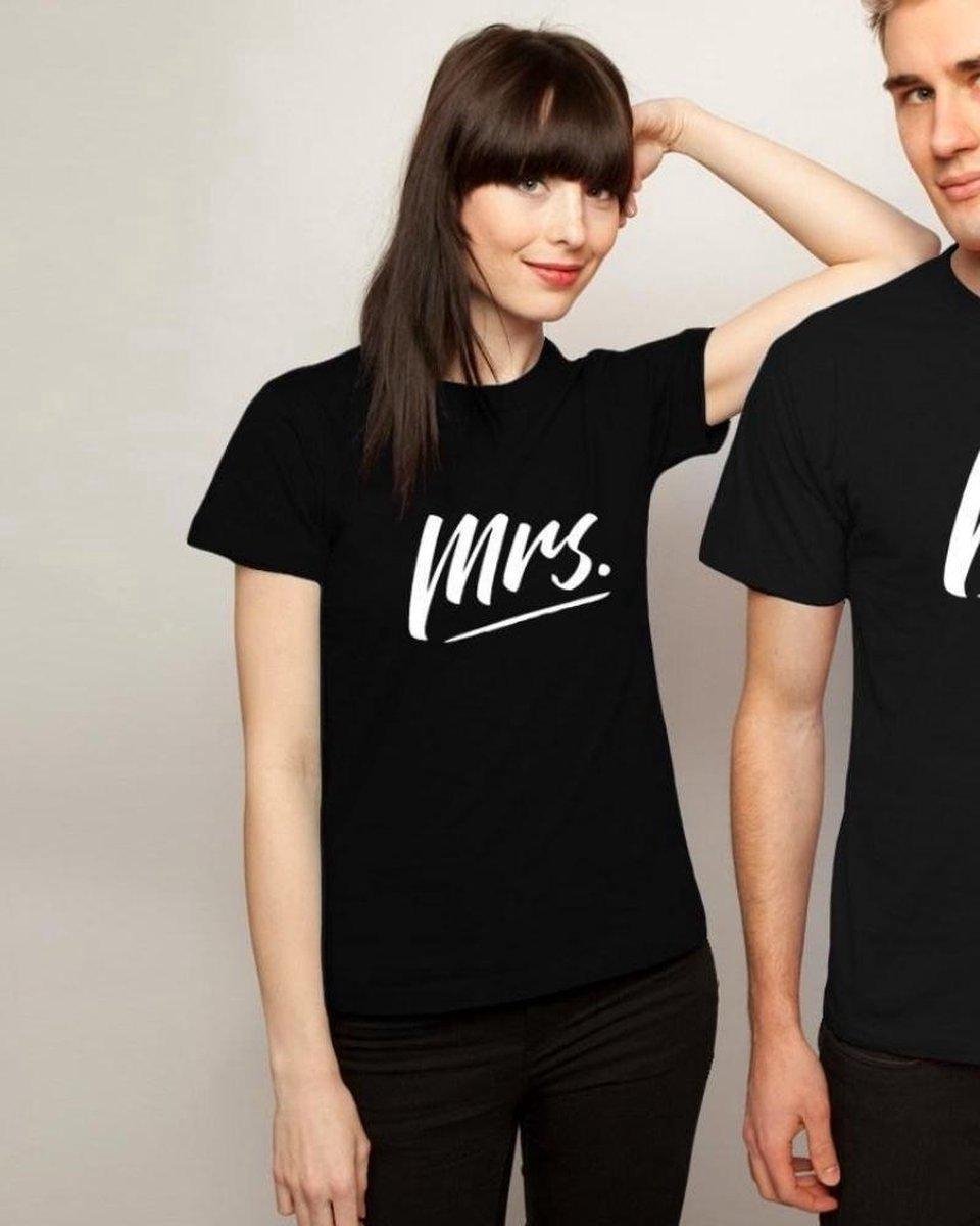 Mr & Mrs T-Shirt (Mrs - Maat XXL) | Koppel Cadeau | Valentijn Cadeautje voor hem & haar
